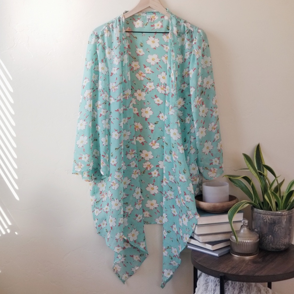 FASHION floral sheer kimono